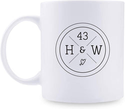 43rd Anniversary Gifts - 43rd Wedding Anniversary Gifts for Couple, 43 Year Anniversary Gifts 11oz Funny Coffee Mug for Couples, Husband, Hubby, Wife, Wifey, Her, Him, H&W