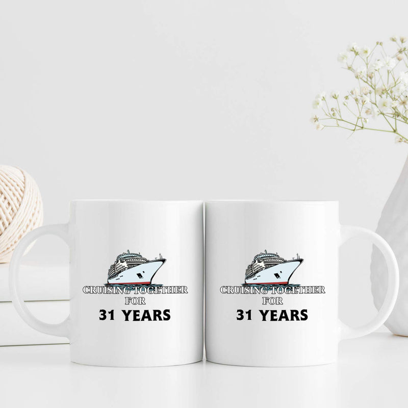 31st Anniversary Gifts - 31st Wedding Anniversary Gifts for Couple, 31 Year Anniversary Gifts 11oz Funny Coffee Mug for Couples, Husband, Hubby, Wife, Wifey, Her, Him, cruising together