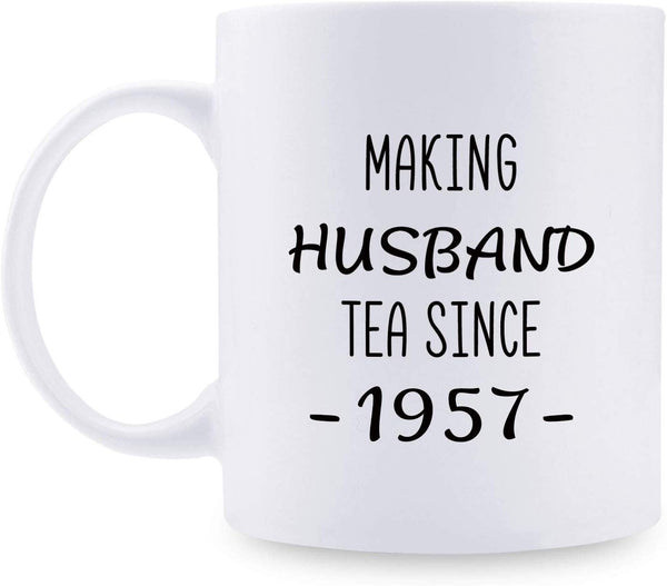 62nd Anniversary Gifts - 62nd Wedding Anniversary Gifts for Couple, 62 Year Anniversary Gifts 11oz Funny Coffee Mug for Husband, Hubby, Him, making husband tea