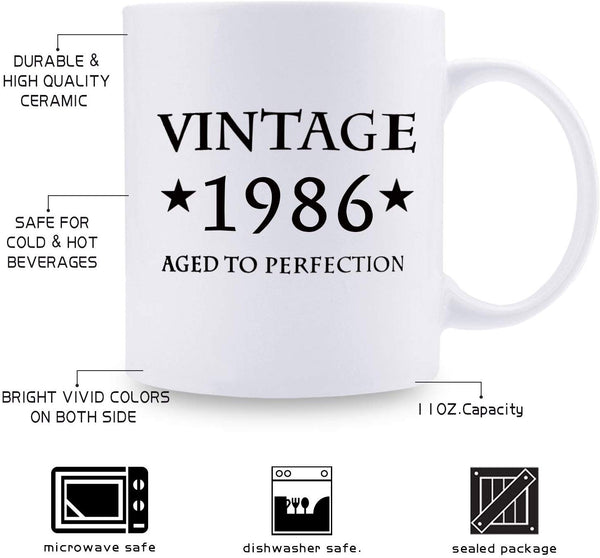 33rd Birthday Gifts for Men - 1986 Birthday Gifts for Men, 33 Years Old Birthday Gifts Coffee Mug for Dad, Husband, Friend, Brother, Him, Colleague, Coworker - 11oz