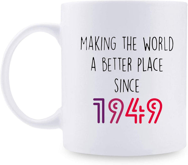 70th Birthday Gifts for Women - 1949 Birthday Gifts for Women, 70 Years Old Birthday Gifts Coffee Mug for Mom, Wife, Friend, Sister, Her, Colleague, Coworker - 11oz