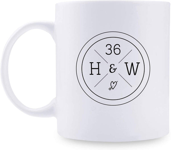 36th Anniversary Gifts - 36th Wedding Anniversary Gifts for Couple, 36 Year Anniversary Gifts 11oz Funny Coffee Mug for Couples, Husband, Hubby, Wife, Wifey, Her, Him, H&W