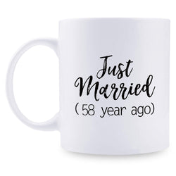 58th Anniversary Gifts - 58th Wedding Anniversary Gifts for Couple, 58 Year Anniversary Gifts 11oz Funny Coffee Mug for Couples, Husband, Hubby, Wife, Wifey, Her, Him, just married