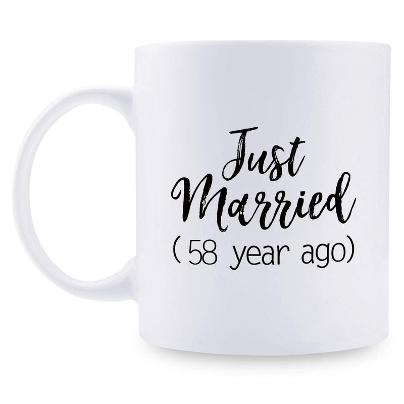 58th Anniversary Gifts - 58th Wedding Anniversary Gifts for Couple, 58 Year Anniversary Gifts 11oz Funny Coffee Mug for Couples, Husband, Hubby, Wife, Wifey, Her, Him, just married