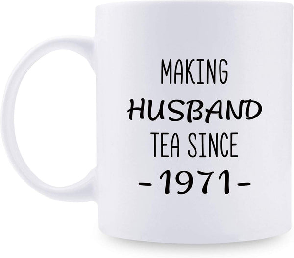 48th Anniversary Gifts - 48th Wedding Anniversary Gifts for Couple, 48 Year Anniversary Gifts 11oz Funny Coffee Mug for Husband, Hubby, Him, making husband tea