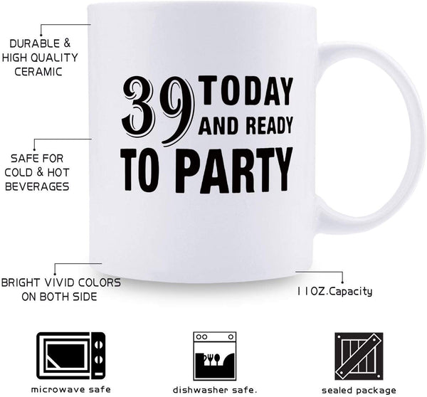 39th Birthday Gifts for Women - 1980 Birthday Gifts for Women, 39 Years Old Birthday Gifts Coffee Mug for Mom, Wife, Friend, Sister, Her, Colleague, Coworker - 11oz