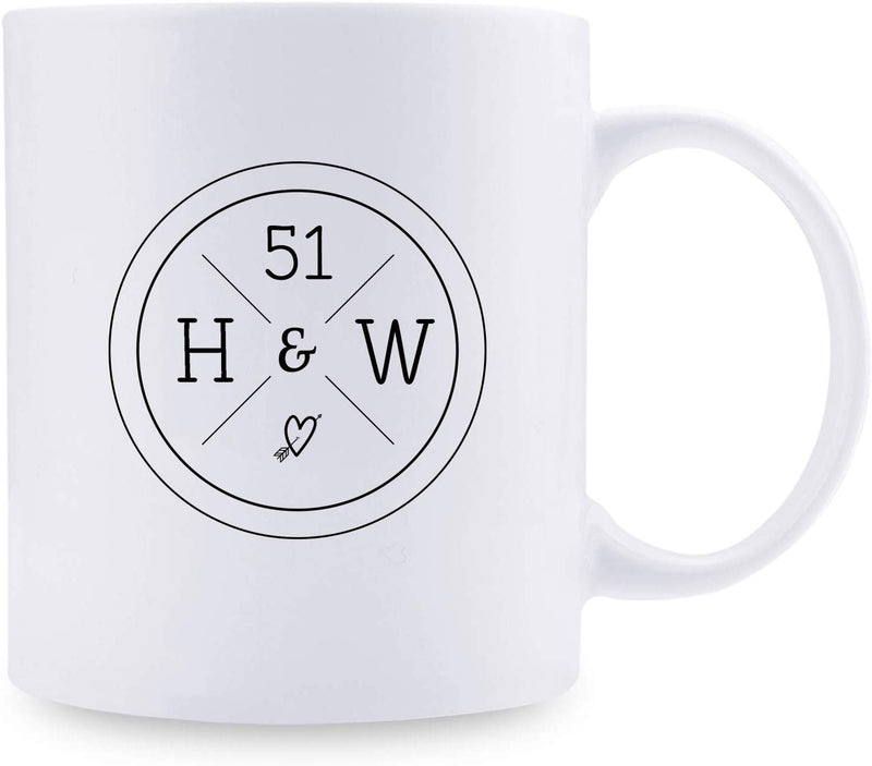 51st Anniversary Gifts - 51st Wedding Anniversary Gifts for Couple, 51 Year Anniversary Gifts 11oz Funny Coffee Mug for Couples, Husband, Hubby, Wife, Wifey, Her, Him, H&W