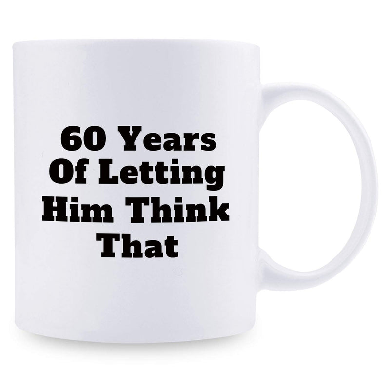 60th Anniversary Gifts - 60th Wedding Anniversary Gifts for Couple, 60 Year Anniversary Gifts 11oz Funny Coffee Mug for Couples, Husband, Hubby, Wife, Wifey, Her, Him, wearing the pants