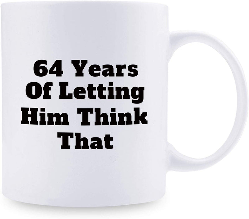 64th Anniversary Gifts - 64th Wedding Anniversary Gifts for Couple, 64 Year Anniversary Gifts 11oz Funny Coffee Mug for Couples, Husband, Hubby, Wife, Wifey, Her, Him, wearing the pants