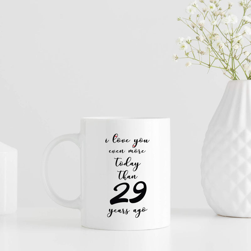 29th Anniversary Gifts - 29th Wedding Anniversary Gifts for Couple, 29 Year Anniversary Gifts 11oz Funny Coffee Mug for Couples, Husband, Hubby, Wife, Wifey, Her, Him, I Love You Even More