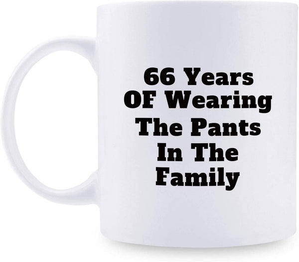 66th Anniversary Gifts - 66th Wedding Anniversary Gifts for Couple, 66 Year Anniversary Gifts 11oz Funny Coffee Mug for Couples, Husband, Hubby, Wife, Wifey, Her, Him, wearing the pants