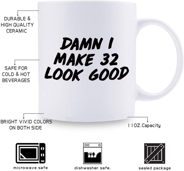 32nd Birthday Gifts for Women - 1987 Birthday Gifts for Women, 32 Years Old Birthday Gifts Coffee Mug for Mom, Wife, Friend, Sister, Her, Colleague, Coworker - 11oz