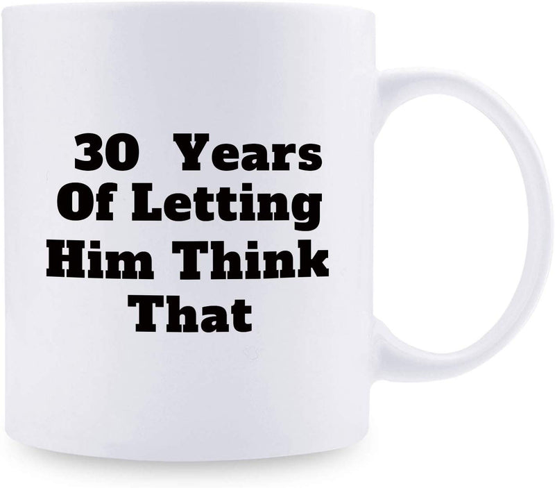 30th Anniversary Gifts - 30th Wedding Anniversary Gifts for Couple, 30 Year Anniversary Gifts 11oz Funny Coffee Mug for Couples, Husband, Hubby, Wife, Wifey, Her, Him, wearing the pants