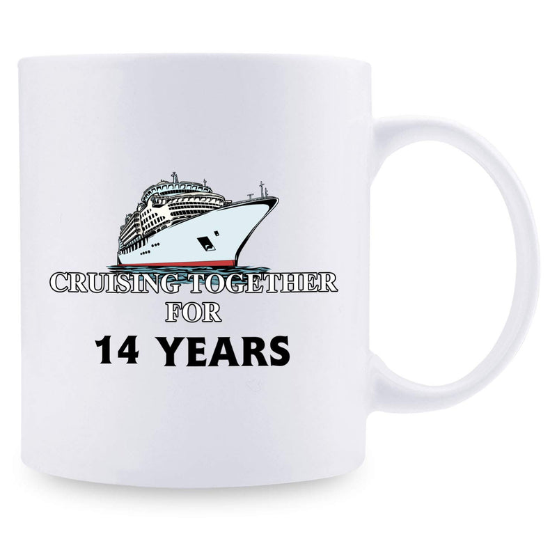 14th Anniversary Gifts - 14th Wedding Anniversary Gifts for Couple, 14 Year Anniversary Gifts 11oz Funny Coffee Mug for Couples, Husband, Hubby, Wife, Wifey, Her, Him, cruising together