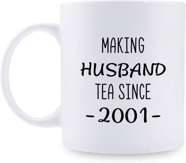 18th Anniversary Gifts - 18th Wedding Anniversary Gifts for Couple, 18 Year Anniversary Gifts 11oz Funny Coffee Mug for Husband, Hubby, Him, making husband tea