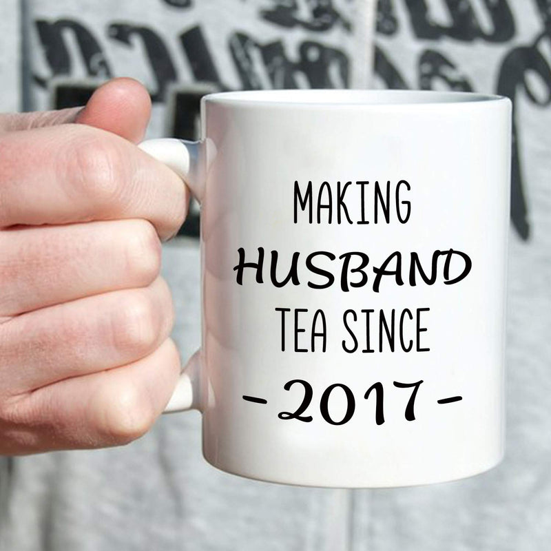 2nd Anniversary Gifts - 2nd Wedding Anniversary Gifts for Husband, 2 Year Anniversary Gifts 11oz Funny Coffee Mug for Husband, Hubby, Him, making husband tea