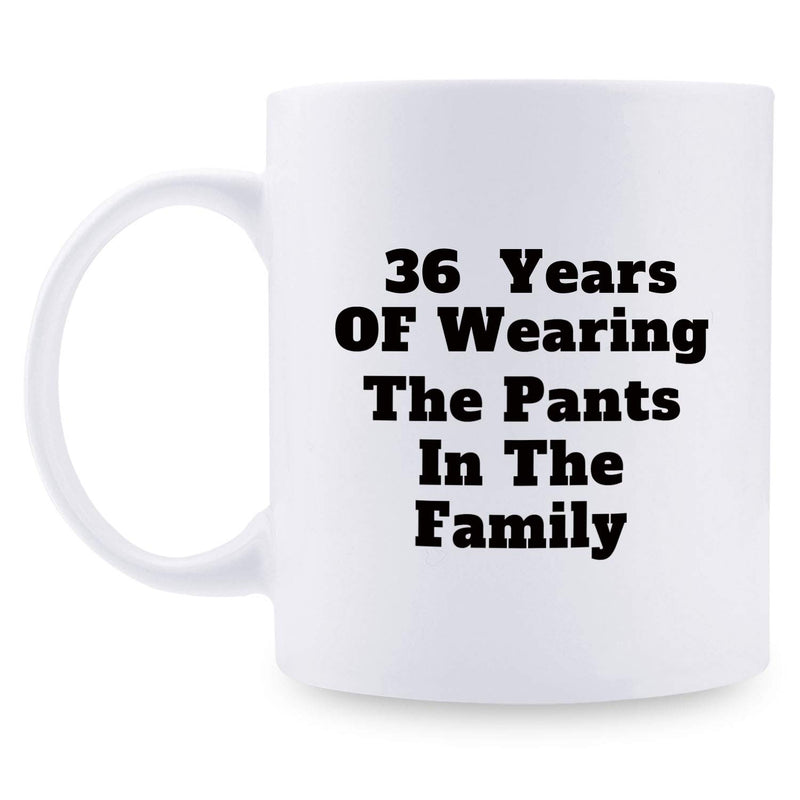 36th Anniversary Gifts - 36th Wedding Anniversary Gifts for Couple, 36 Year Anniversary Gifts 11oz Funny Coffee Mug for Couples, Husband, Hubby, Wife, Wifey, Her, Him, wearing the pants