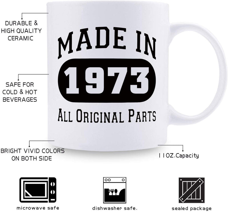 46th Birthday Gifts for Men - 1973 Birthday Gifts for Men, 46 Years Old Birthday Gifts Coffee Mug for Dad, Husband, Friend, Brother, Him, Colleague, Coworker - 11oz