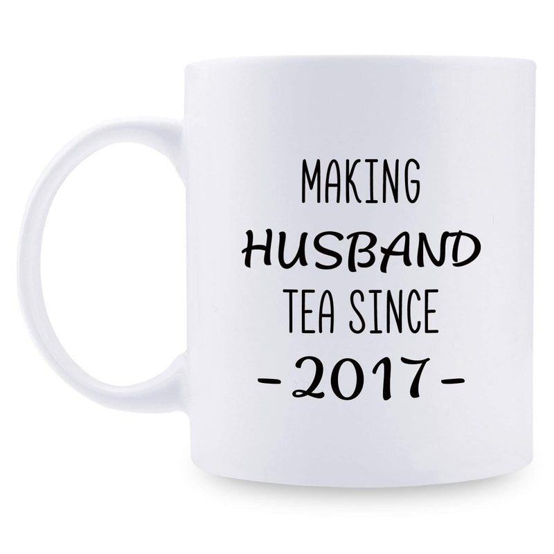 2nd Anniversary Gifts - 2nd Wedding Anniversary Gifts for Husband, 2 Year Anniversary Gifts 11oz Funny Coffee Mug for Husband, Hubby, Him, making husband tea