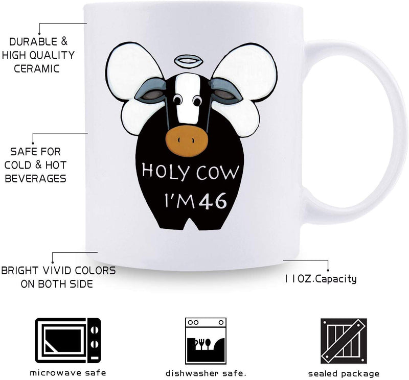 46th Birthday Gifts for Women - 1973 Birthday Gifts for Women, 46 Years Old Birthday Gifts Coffee Mug for Mom, Wife, Friend, Sister, Her, Colleague, Coworker, HOLY COW MUG - 11oz