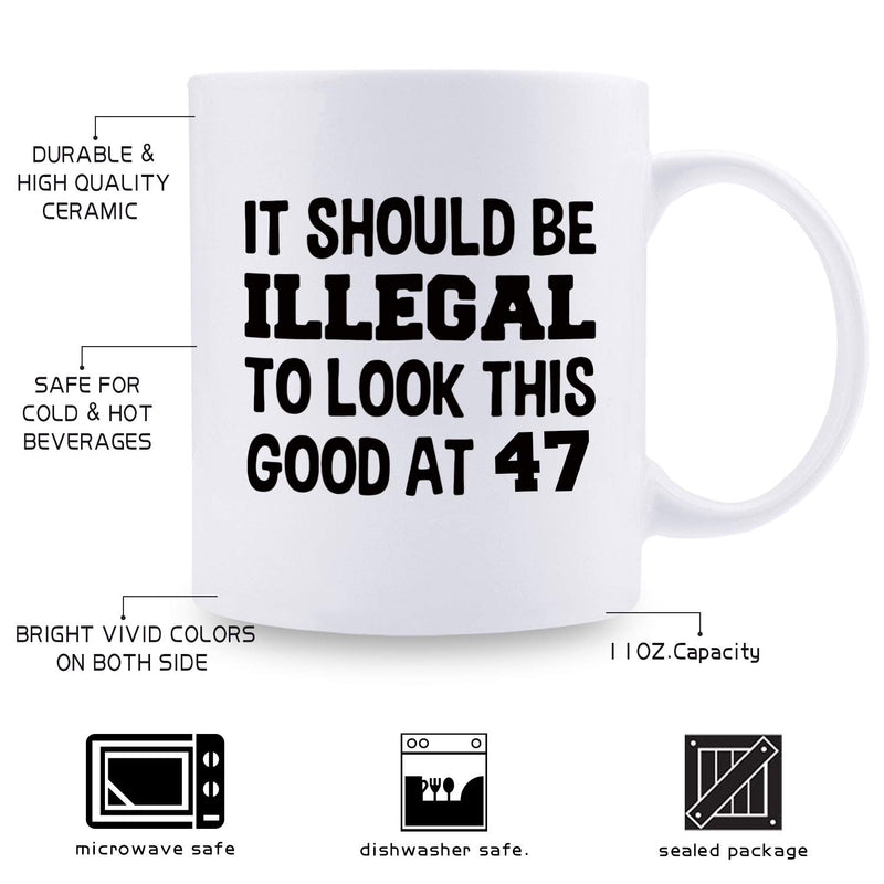 47th Birthday Gifts for Women - 1972 Birthday Gifts for Women, 47 Years Old Birthday Gifts Coffee Mug for Mom, Wife, Friend, Sister, Her, Colleague, Coworker - 11oz