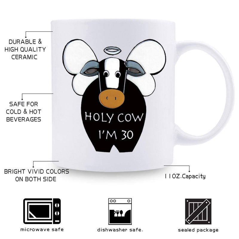 30th Birthday Gifts for Men - 1989 Birthday Gifts for Men, 30 Years Old Birthday Gifts Coffee Mug for Dad, Husband, Friend, Brother, Him, Colleague, Coworker, HOLY COW MUG - 11oz