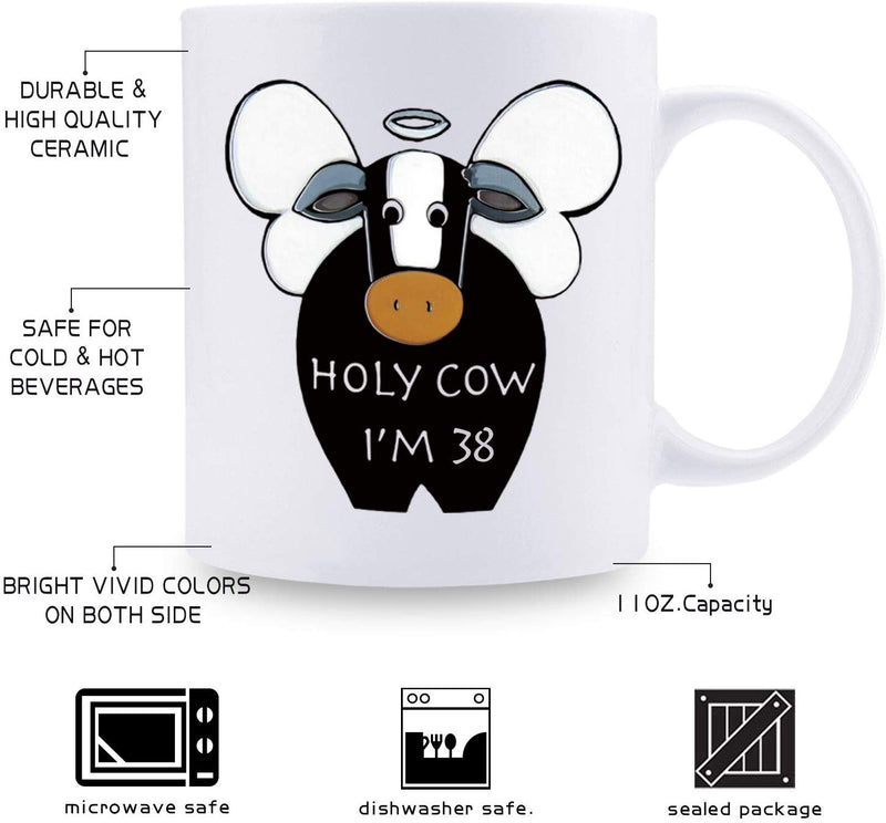 38th Birthday Gifts for Women - 1981 Birthday Gifts for Women, 38 Years Old Birthday Gifts Coffee Mug for Mom, Wife, Friend, Sister, Her, Colleague, Coworker, HOLY COW MUG - 11oz