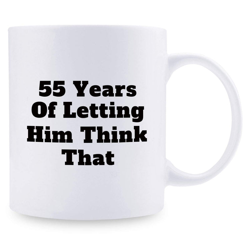 55th Anniversary Gifts - 55th Wedding Anniversary Gifts for Couple, 55 Year Anniversary Gifts 11oz Funny Coffee Mug for Couples, Husband, Hubby, Wife, Wifey, Her, Him, wearing the pants