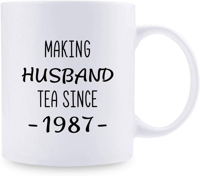 32nd Anniversary Gifts - 32nd Wedding Anniversary Gifts for Couple, 32 Year Anniversary Gifts 11oz Funny Coffee Mug for Husband, Hubby, Him, making husband tea