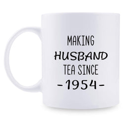 65th Anniversary Gifts - 65th Wedding Anniversary Gifts for Couple, 65 Year Anniversary Gifts 11oz Funny Coffee Mug for Husband, Hubby, Him, making husband tea