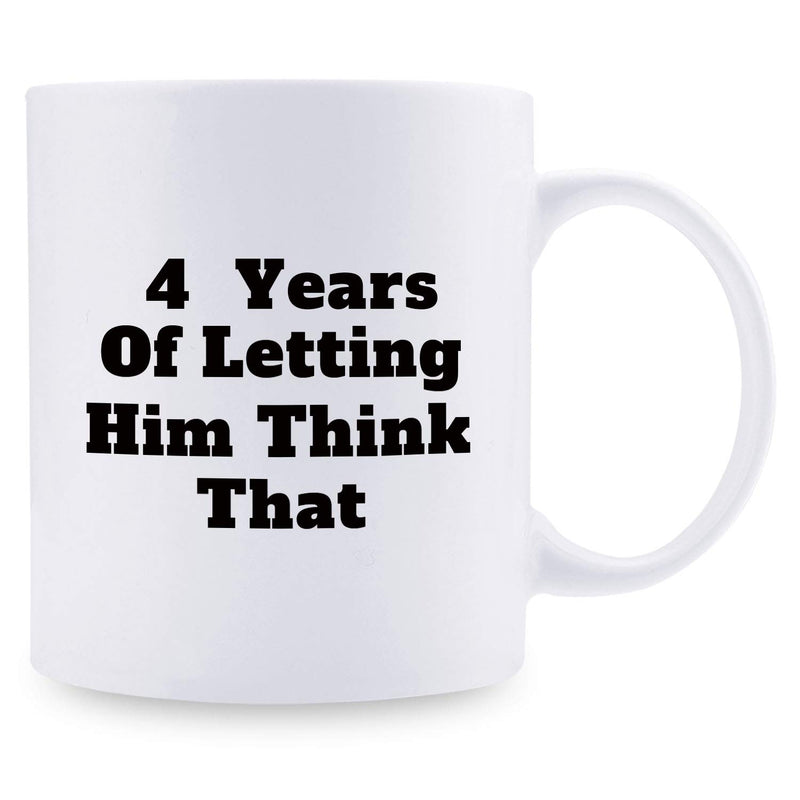 4th Anniversary Gifts - 4th Wedding Anniversary Gifts for Couple, 4 Year Anniversary Gifts 11oz Funny Coffee Mug for Couples, Husband, Hubby, Wife, Wifey, Her, Him, wearing the pants