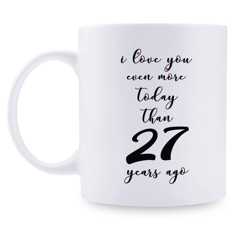 27th Anniversary Gifts - 27th Wedding Anniversary Gifts for Couple, 27 Year Anniversary Gifts 11oz Funny Coffee Mug for Couples, Husband, Hubby, Wife, Wifey, Her, Him, I Love You Even More