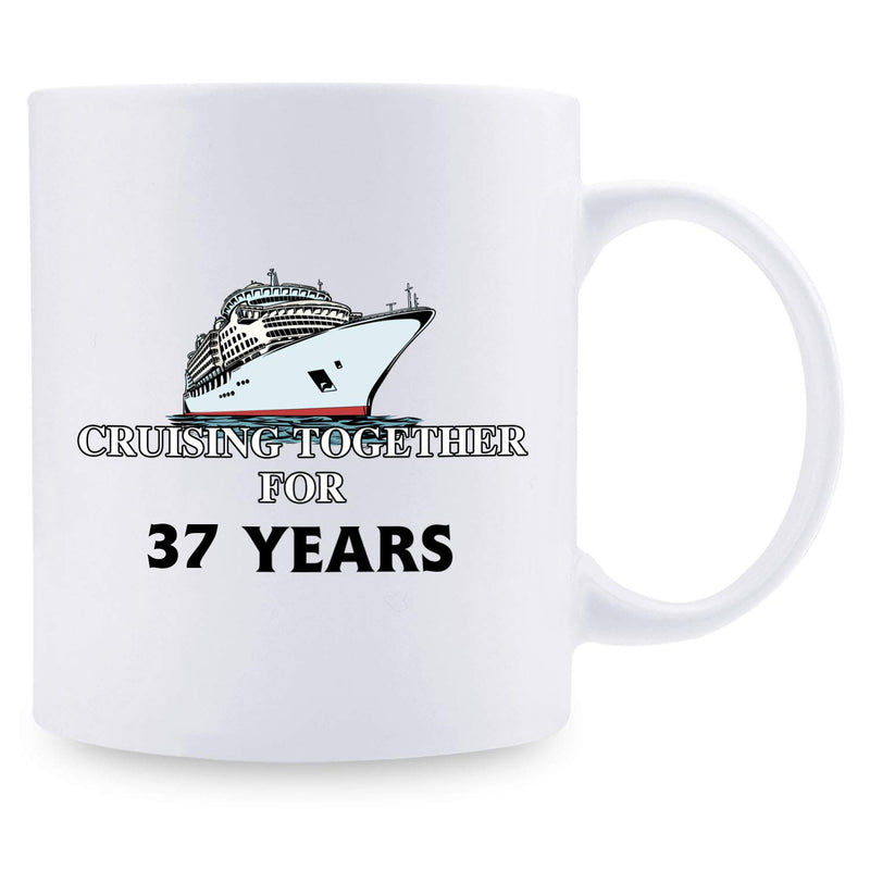 37th Anniversary Gifts - 37th Wedding Anniversary Gifts for Couple, 37 Year Anniversary Gifts 11oz Funny Coffee Mug for Couples, Husband, Hubby, Wife, Wifey, Her, Him, cruising together