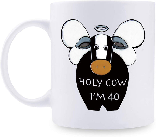 40th Birthday Gifts for Men - 1979 Birthday Gifts for Men, 40 Years Old Birthday Gifts Coffee Mug for Dad, Husband, Friend, Brother, Him, Colleague, Coworker, HOLY COW MUG - 11oz