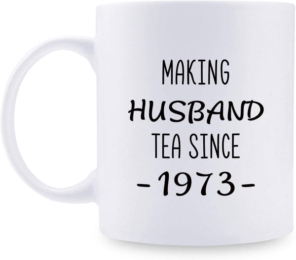 46th Anniversary Gifts - 46th Wedding Anniversary Gifts for Couple, 46 Year Anniversary Gifts 11oz Funny Coffee Mug for Husband, Hubby, Him, making husband tea