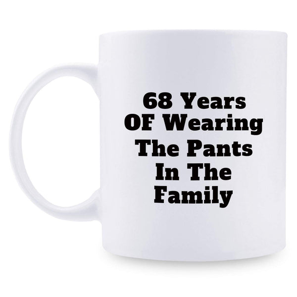 68th Anniversary Gifts - 68th Wedding Anniversary Gifts for Couple, 68 Year Anniversary Gifts 11oz Funny Coffee Mug for Couples, Husband, Hubby, Wife, Wifey, Her, Him, wearing the pants