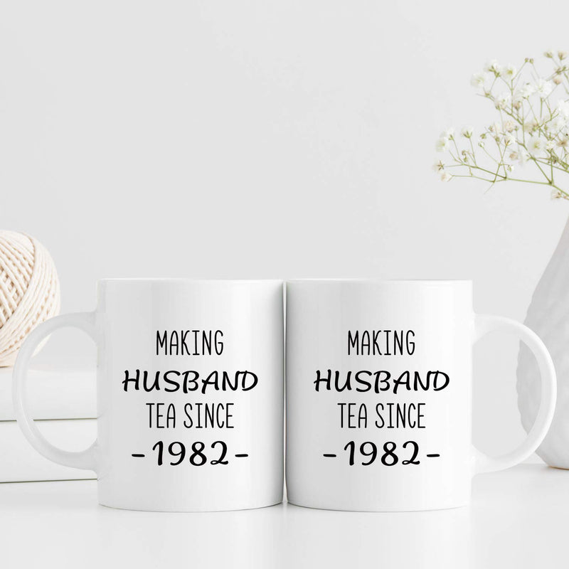 37th Anniversary Gifts - 37th Wedding Anniversary Gifts for Couple, 37 Year Anniversary Gifts 11oz Funny Coffee Mug for Husband, Hubby, Him, making husband tea