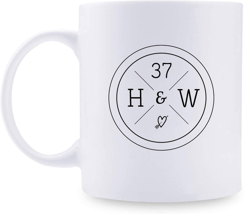 37th Anniversary Gifts - 37th Wedding Anniversary Gifts for Couple, 37 Year Anniversary Gifts 11oz Funny Coffee Mug for Couples, Husband, Hubby, Wife, Wifey, Her, Him, H&W