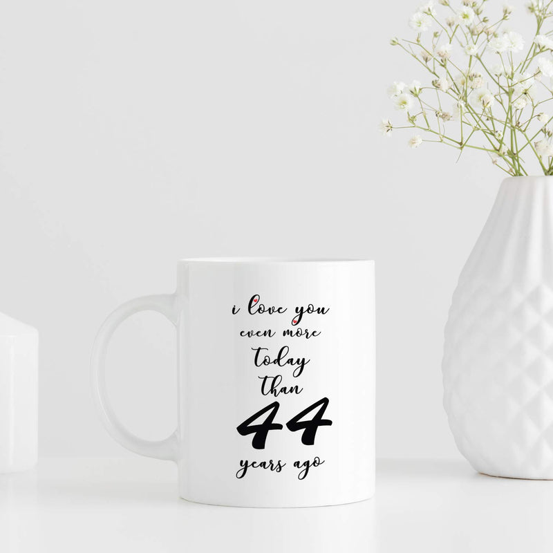 44th Anniversary Gifts - 44th Wedding Anniversary Gifts for Couple, 44 Year Anniversary Gifts 11oz Funny Coffee Mug for Couples, Husband, Hubby, Wife, Wifey, Her, Him, I Love You Even More