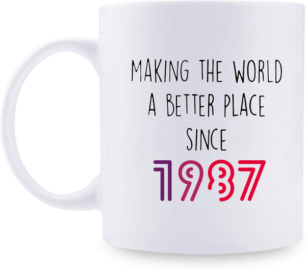 32nd Birthday Gifts for Women - 1987 Birthday Gifts for Women, 32 Years Old Birthday Gifts Coffee Mug for Mom, Wife, Friend, Sister, Her, Colleague, Coworker - 11oz