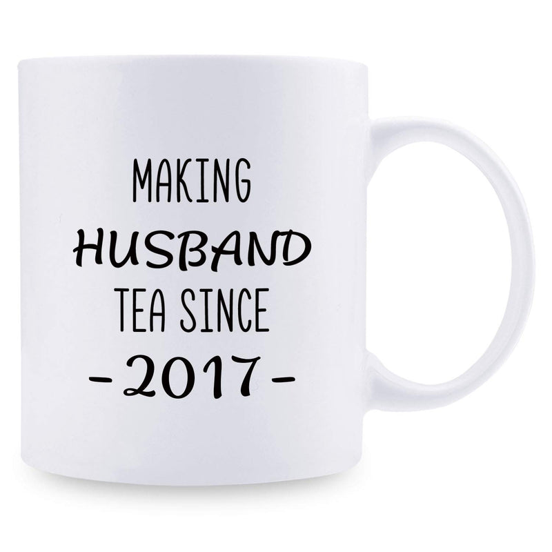 2nd Anniversary Gifts - 2nd Wedding Anniversary Gifts for Husband, 2 Year Anniversary Gifts 11oz Funny Coffee Mug for Husband, Hubby, Him, making husband tea