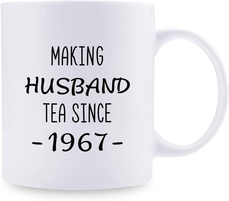 52nd Anniversary Gifts - 52nd Wedding Anniversary Gifts for Couple, 52 Year Anniversary Gifts 11oz Funny Coffee Mug for Husband, Hubby, Him, making husband tea