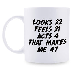 47th Birthday Gifts for Women - 1972 Birthday Gifts for Women, 47 Years Old Birthday Gifts Coffee Mug for Mom, Wife, Friend, Sister, Her, Colleague, Coworker - 11oz