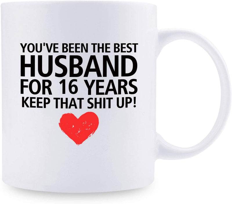 16th Anniversary Gifts - 16th Wedding Anniversary Gifts for Couple, 16 Year Anniversary Gifts 11oz Funny Coffee Mug for Husband, Hubby, Him, best husband