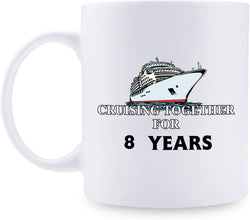 8th Anniversary Gifts - 8th Wedding Anniversary Gifts for Couple, 8 Year Anniversary Gifts 11oz Funny Coffee Mug for Couples, Husband, Hubby, Wife, Wifey, Her, Him, cruising together