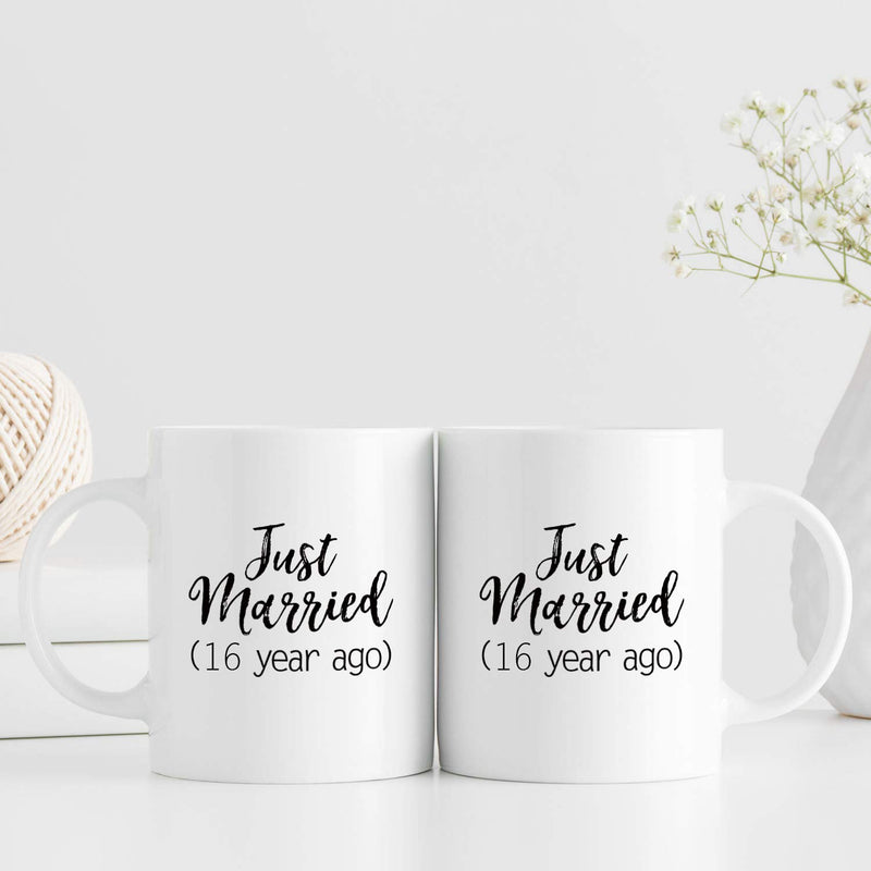 16th Anniversary Gifts - 16th Wedding Anniversary Gifts for Couple, 16 Year Anniversary Gifts 11oz Funny Coffee Mug for Couples, Husband, Hubby, Wife, Wifey, Her, Him, just married