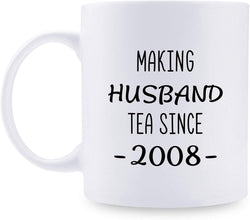 11th Anniversary Gifts - 11th Wedding Anniversary Gifts for Couple, 11 Year Anniversary Gifts 11oz Funny Coffee Mug for Husband, Hubby, Him, making husband tea