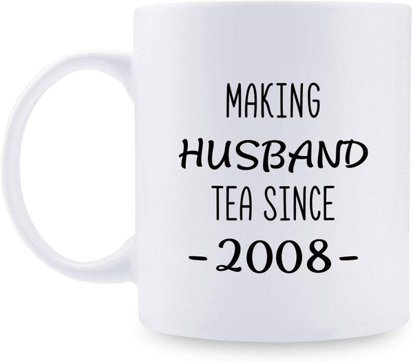 11th Anniversary Gifts - 11th Wedding Anniversary Gifts for Couple, 11 Year Anniversary Gifts 11oz Funny Coffee Mug for Husband, Hubby, Him, making husband tea