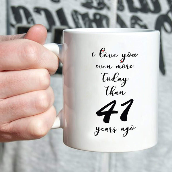 41st Anniversary Gifts - 41st Wedding Anniversary Gifts for Couple, 41 Year Anniversary Gifts 11oz Funny Coffee Mug for Couples, Husband, Hubby, Wife, Wifey, Her, Him, I Love You Even More