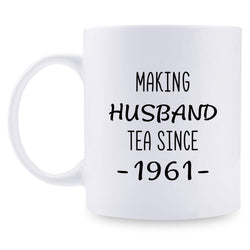 58th Anniversary Gifts - 58th Wedding Anniversary Gifts for Couple, 58 Year Anniversary Gifts 11oz Funny Coffee Mug for Husband, Hubby, Him, making husband tea